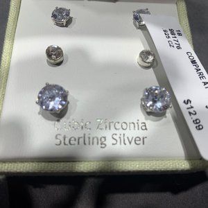 Beautifully gift boxed Cubic Zirconia and Sterling Silver Pierced Earrrings